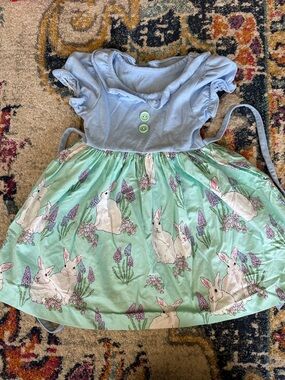 Eleanor Rose | Easter Dress | Mint Green and Light Blue Bunny Print | 3-4T